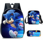 Zaino-borsa-astuccio immagini 3D  cartone animato “Sonic”, in nylon poliestere.  Spazioso e alla Moda, Perfetto per Scuola, Viaggi e Tempo Libero.