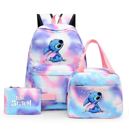 Zaino, borsetta e astuccio immagini 3D  cartoni animati, in nylon poliestere.  Spazioso e alla Moda, Perfetto per Scuola, Viaggi e Tempo Libero.