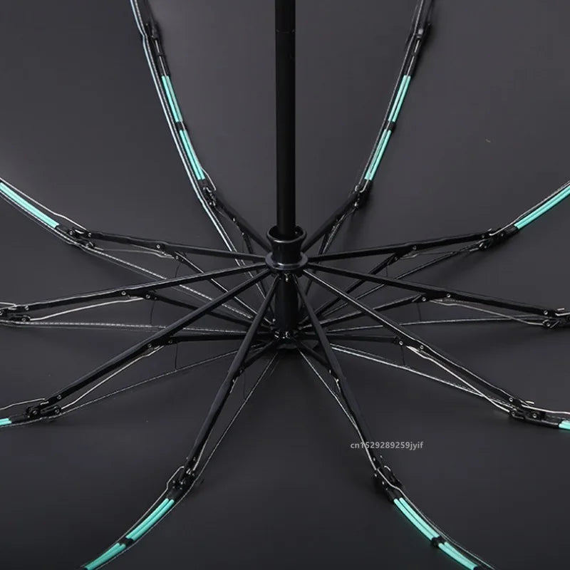 Ombrello pieghevole inverso, completamente automatico con striscia riflettente.