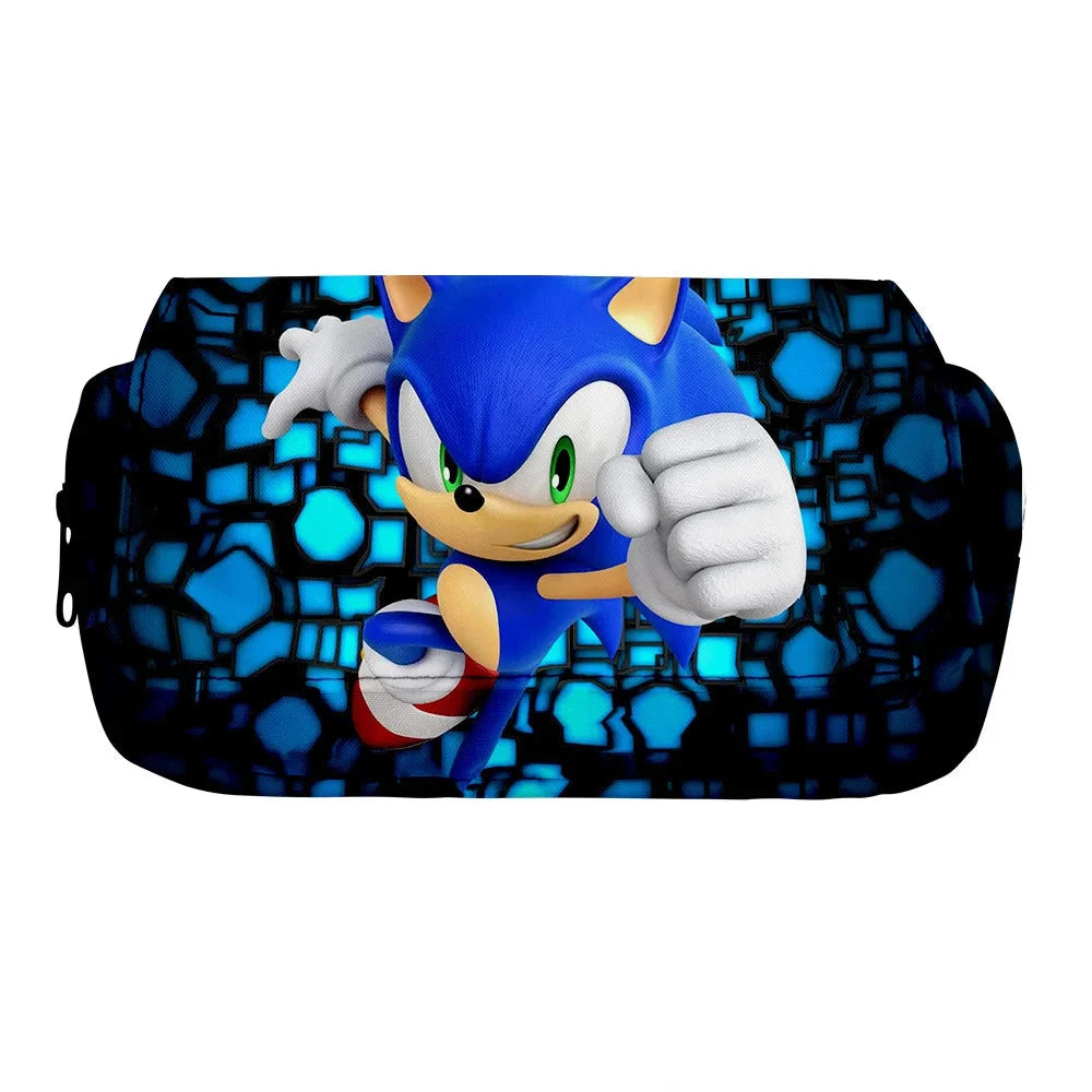 Zaino-borsa-astuccio immagini 3D  cartone animato “Sonic”, in nylon poliestere.  Spazioso e alla Moda, Perfetto per Scuola, Viaggi e Tempo Libero.