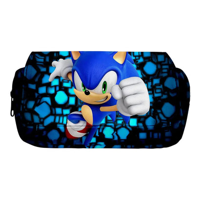 Zaino-borsa-astuccio immagini 3D  cartone animato “Sonic”, in nylon poliestere.  Spazioso e alla Moda, Perfetto per Scuola, Viaggi e Tempo Libero.