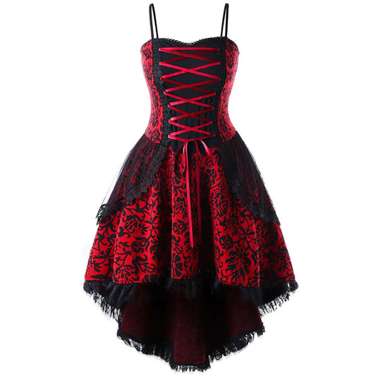 Abito costume per carnevale da donna stile vittoriano/gotico con merletti in pizzo.
