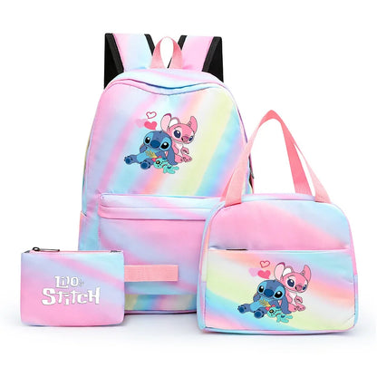 Zaino, borsetta e astuccio immagini 3D  cartoni animati, in nylon poliestere.  Spazioso e alla Moda, Perfetto per Scuola, Viaggi e Tempo Libero.