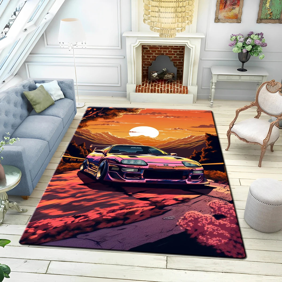 Tappeto decorativo da pavimento con motivo automobile, 4 dimensioni, 22 motivi/immagini.