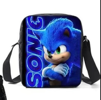 Zaino-borsa-astuccio immagini 3D  cartone animato “Sonic”, in nylon poliestere.  Spazioso e alla Moda, Perfetto per Scuola, Viaggi e Tempo Libero.