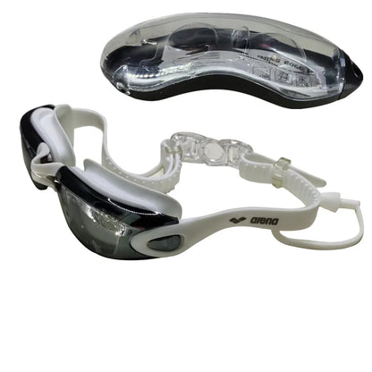 Occhialini da nuoto professionali con tappi per le orecchie, a prova di perdite, anti-appannamento, regolabili, con protezione UV.