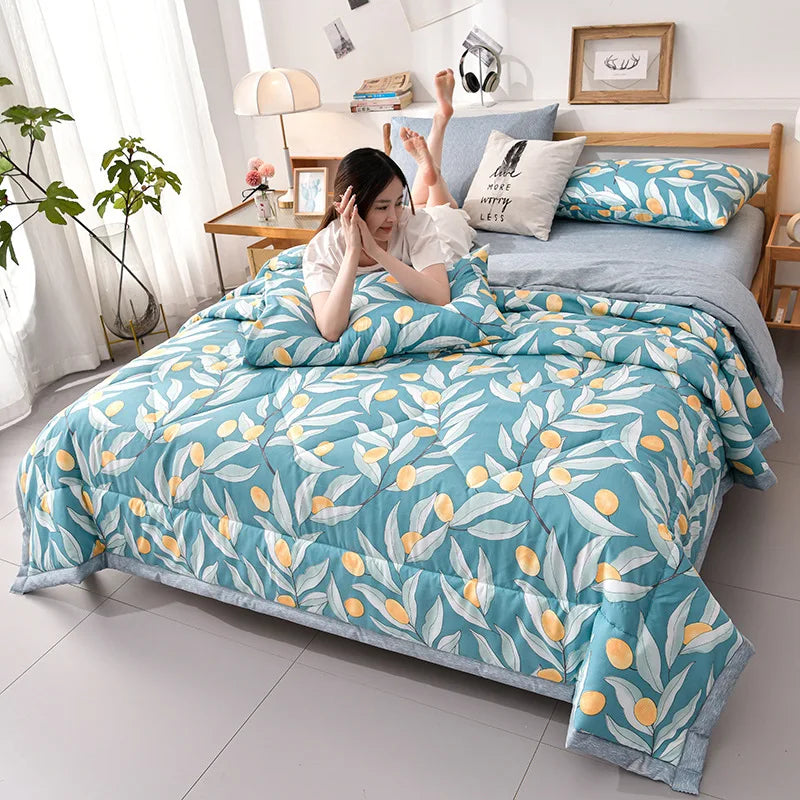 Trapunta sottile estiva fresca in cotone di alta qualità, colori assortiti, 3 misure disponibili.