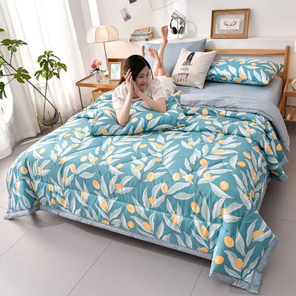 Trapunta sottile estiva fresca in cotone di alta qualità, colori assortiti, 3 misure disponibili.
