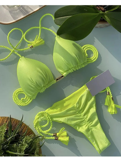 Costume da bagno da donna. Set 2 Pezzi a triangolo, chiusura a lacci regolabile, asciugatura rapida, non si restringe.