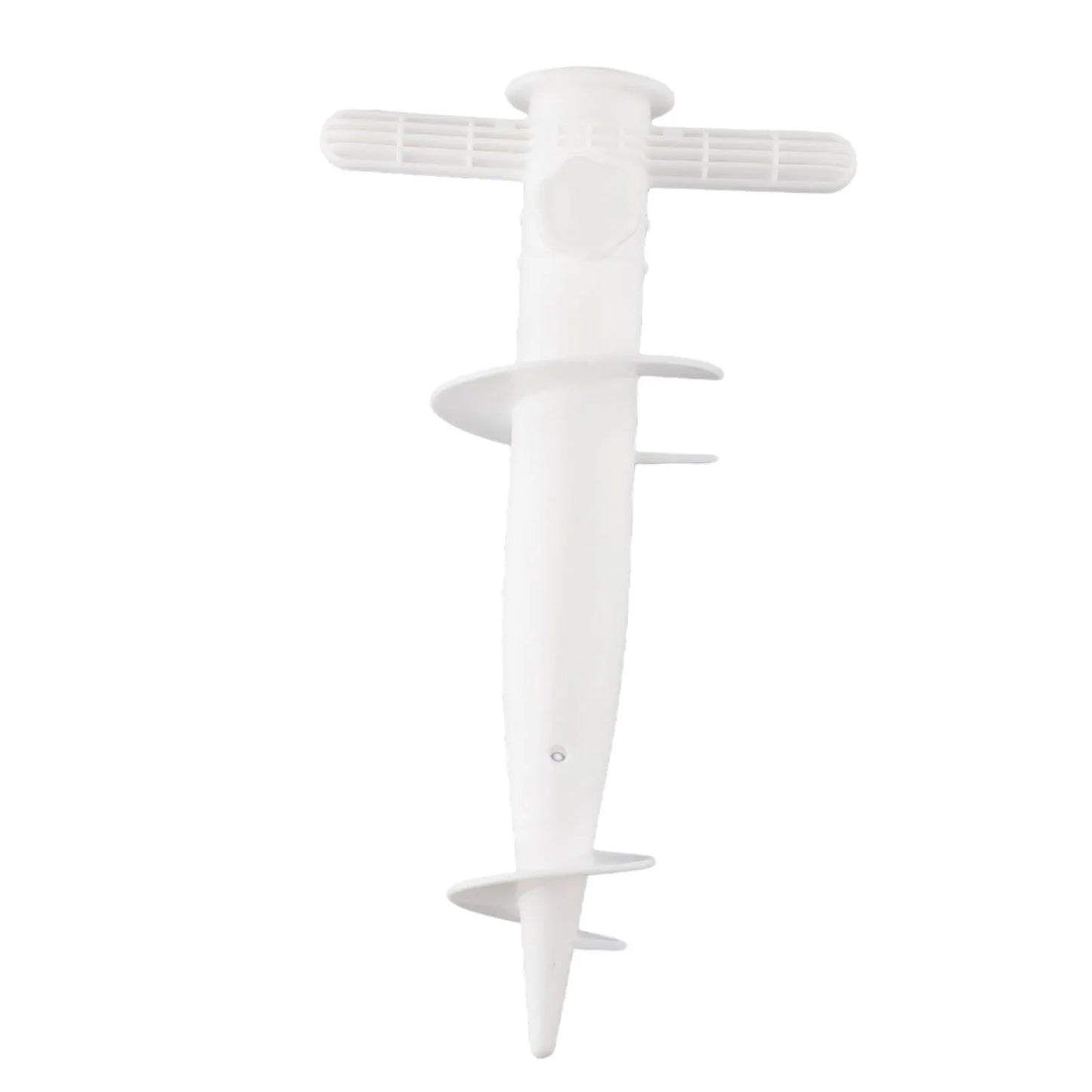 Picchetto/ base in plastica per ombrellone. Picchetto a vite per forare il terreno e fissare l’ombrellone.