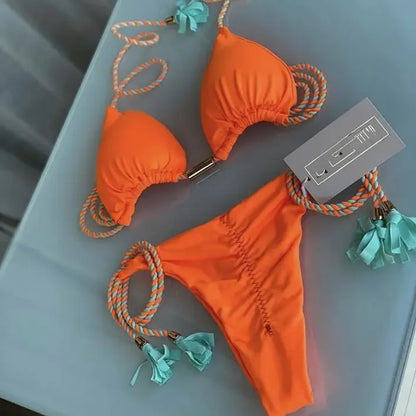 Costume da bagno da donna. Set 2 Pezzi a triangolo, chiusura a lacci regolabile, asciugatura rapida, non si restringe.