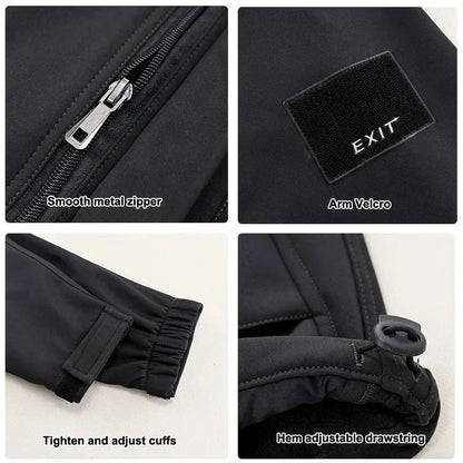 Tuta sportiva con imbottitura ispessita, impermeabile per inverno, completo due pezzi: pantaloni e maglia con cappuccio. Tre colori a scelta, taglia dalla XS alla 4XL.