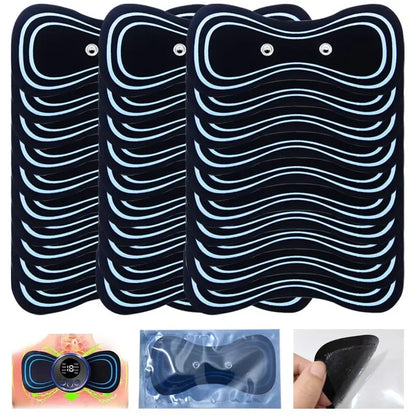 "Fascia adesiva" per massaggiatore portatile EMS per collo, per spalle, vita e gambe. Kit con fascia, elettrodi e telecomando.