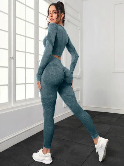 Tuta vita alta con top. Set 2 pezzi sportivo/casual da donna, colori a scelta, misura dalla S alla L.