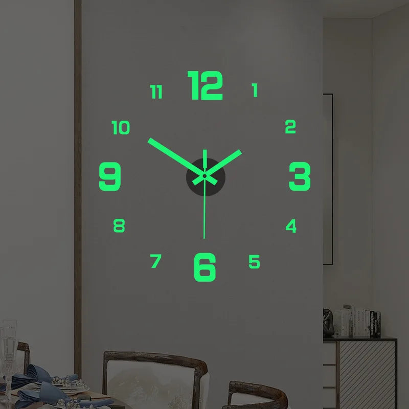 Orologio da parete luminoso 2D. Orologio creativo fai da te, adesivo da parete in acrilico 40/60 cm.
