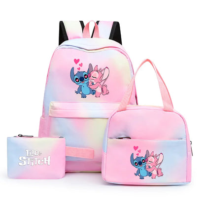 Zaino, borsetta e astuccio immagini 3D  cartoni animati, in nylon poliestere.  Spazioso e alla Moda, Perfetto per Scuola, Viaggi e Tempo Libero.