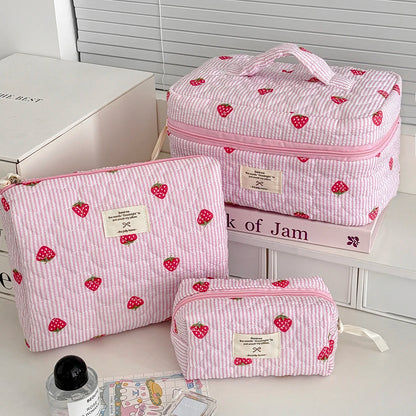 🧳 Beauty-Case Organizer da Viaggio – 3 Misure in Cotone e Nylon | Eleganza, Praticità e Capacità.