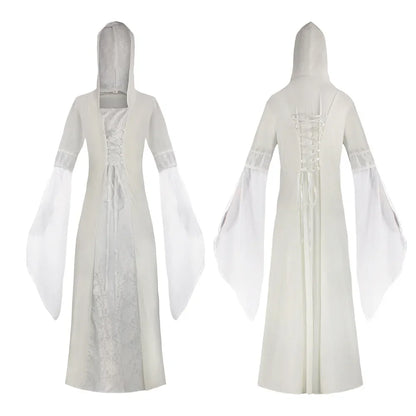 Costume per carnevale/cosplay/halloween, medievale / rinascimentale / gotico con cappuccio. Mistero e ambientazione dal passato.