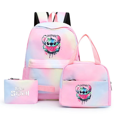 Zaino, borsetta e astuccio immagini 3D  cartoni animati, in nylon poliestere.  Spazioso e alla Moda, Perfetto per Scuola, Viaggi e Tempo Libero.