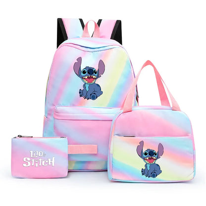 Zaino, borsetta e astuccio immagini 3D  cartoni animati, in nylon poliestere.  Spazioso e alla Moda, Perfetto per Scuola, Viaggi e Tempo Libero.