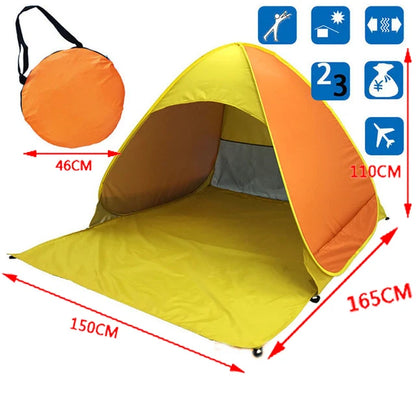 Tenda da spiaggia/campeggio apertura rapida “automatica”. Protezione dal sole UPF50+, impermeabile, robusta con doppio avvolgimento.
