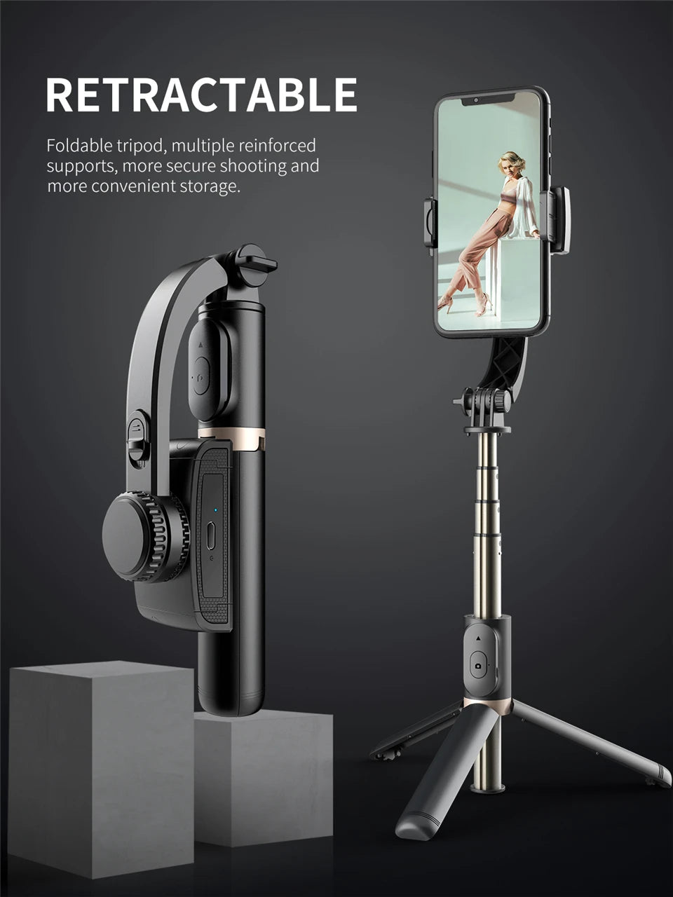Stabilizzatore video cardanico per smartphone, speciale per selfie e video anche con treppiede.