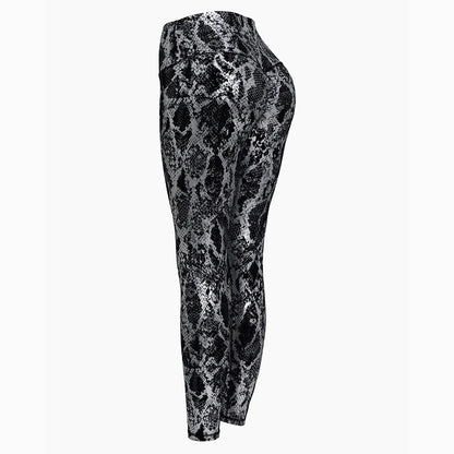 Pantaloni leggins elasticizzati, casual a vita alta da donna, stampa fantasia.