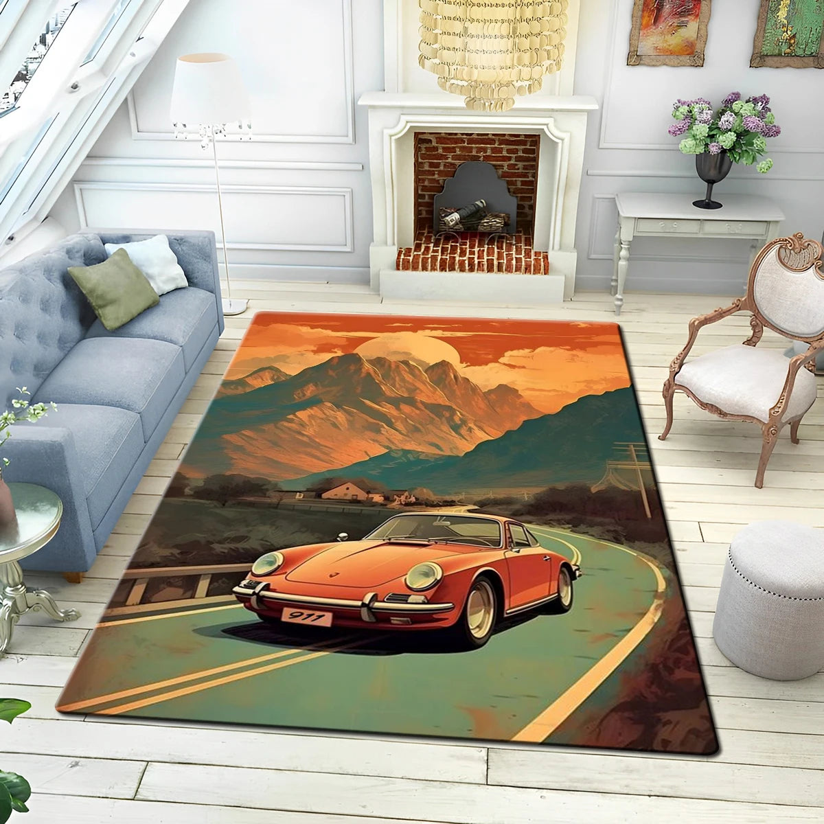 Tappeto decorativo da pavimento con motivo automobile, 4 dimensioni, 22 motivi/immagini.