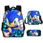 Zaino-borsa-astuccio immagini 3D  cartone animato “Sonic”, in nylon poliestere.  Spazioso e alla Moda, Perfetto per Scuola, Viaggi e Tempo Libero.
