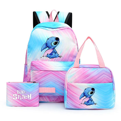 Zaino, borsetta e astuccio immagini 3D  cartoni animati, in nylon poliestere.  Spazioso e alla Moda, Perfetto per Scuola, Viaggi e Tempo Libero.