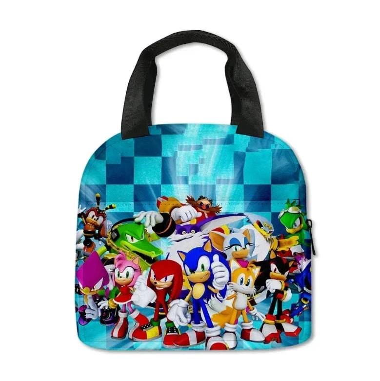 Zaino-borsa-astuccio immagini 3D  cartone animato “Sonic”, in nylon poliestere.  Spazioso e alla Moda, Perfetto per Scuola, Viaggi e Tempo Libero.