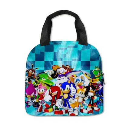 Zaino-borsa-astuccio immagini 3D  cartone animato “Sonic”, in nylon poliestere.  Spazioso e alla Moda, Perfetto per Scuola, Viaggi e Tempo Libero.