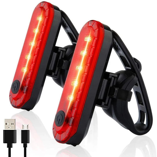 Luce anteriore/posteriore per bicicletta. Impermeabile, ricaricabile tramite USB. 4 modalità di luce.