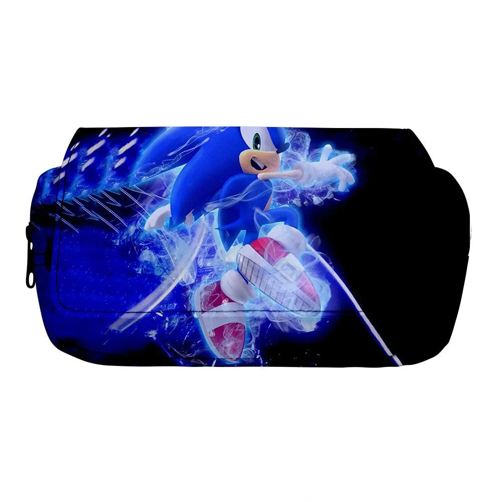 Zaino-borsa-astuccio immagini 3D  cartone animato “Sonic”, in nylon poliestere.  Spazioso e alla Moda, Perfetto per Scuola, Viaggi e Tempo Libero.