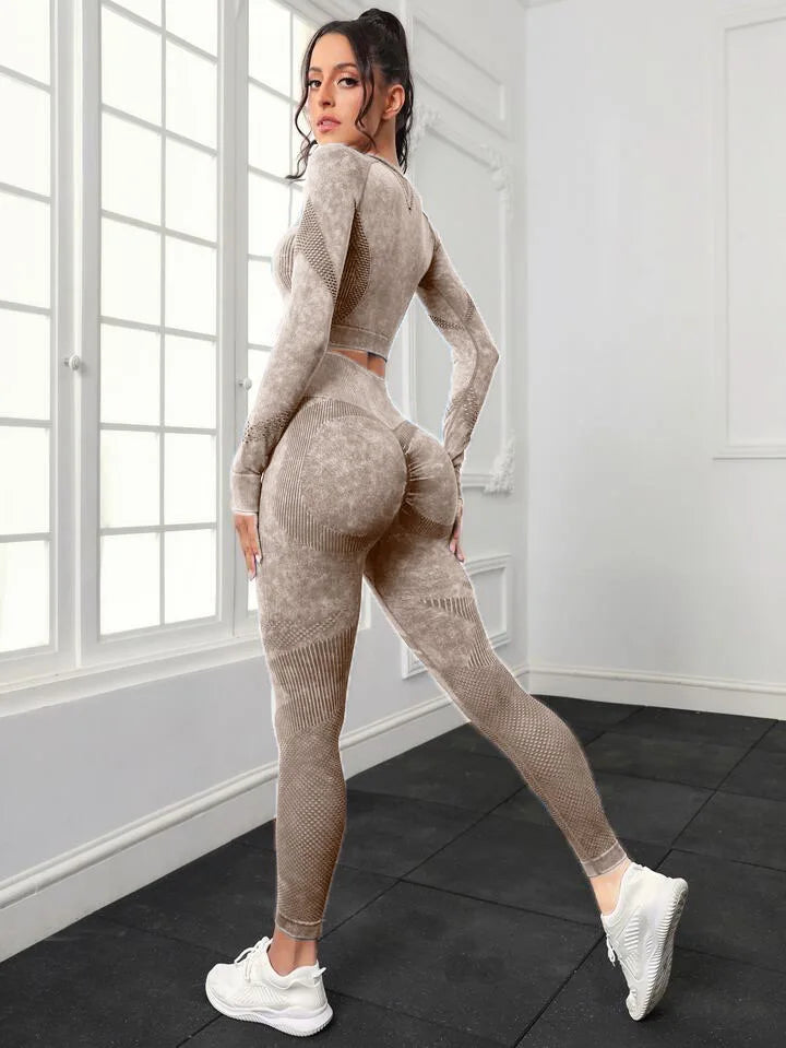 Tuta vita alta con top. Set 2 pezzi sportivo/casual da donna, colori a scelta, misura dalla S alla L.