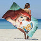 Asciugamano da spiaggia con immagini Principessa Ariel. In microfibra, anti-sabbia, asciugatura rapida.