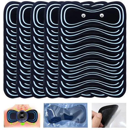 "Fascia adesiva" per massaggiatore portatile EMS per collo, per spalle, vita e gambe. Kit con fascia, elettrodi e telecomando.