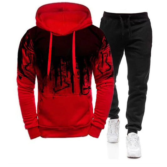 Tuta sportiva autunno/inverno, completo maglia con cappuccio e pantaloni, colori a scelta.