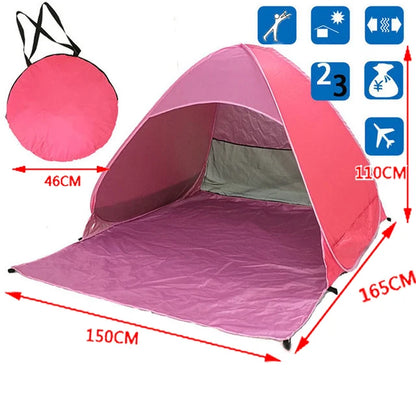 Tenda da spiaggia/campeggio apertura rapida “automatica”. Protezione dal sole UPF50+, impermeabile, robusta con doppio avvolgimento.