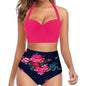 Costume bichini, set 2 pezzi a fascia larga, da donna. Push-up con stampa floreale: eleganza, dinamismo, comfort.