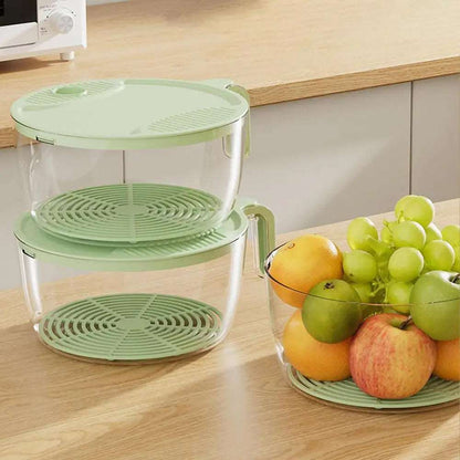 Cestello per lavaggio, ed organizer multifunzionale con coperchio, per lavare cibo: verdure, frutta. Scola pasta e scola riso.