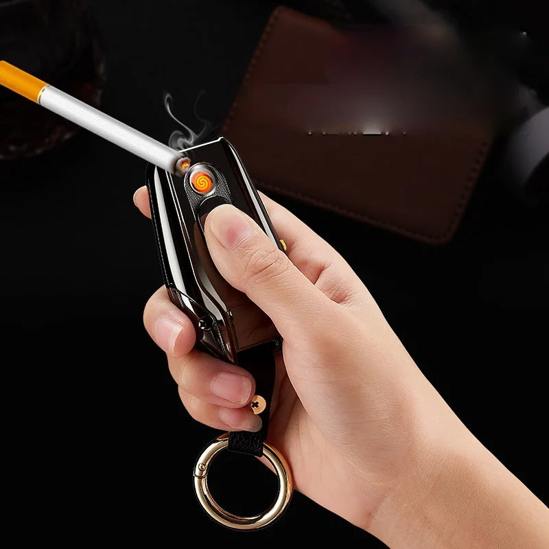 Portachiavi multifunzionale con bussola, orologio, accendino ad arco. Ricaricabile USB , colore a scelta.