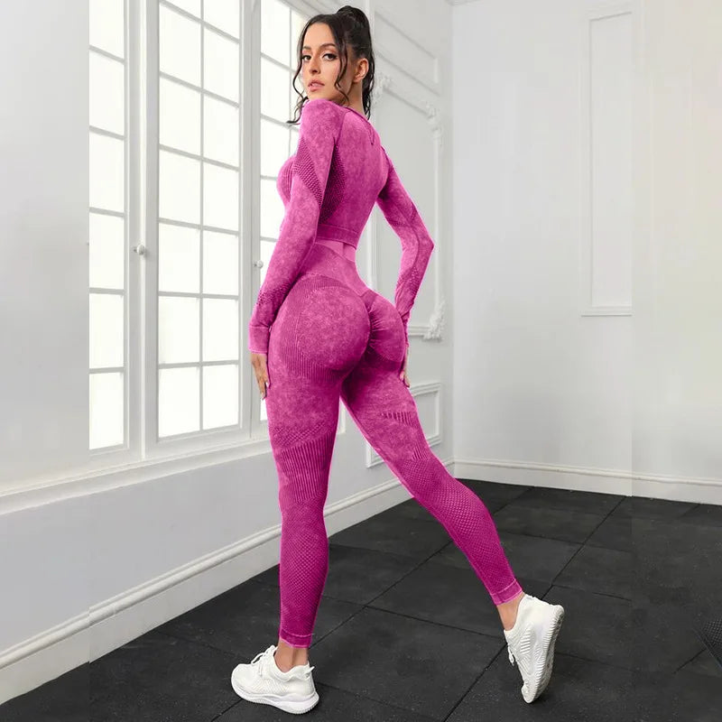 Tuta vita alta con top. Set 2 pezzi sportivo/casual da donna, colori a scelta, misura dalla S alla L.