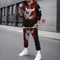 Tuta sportiva autunno/inverno, completo maglia con cappuccio e pantaloni, stampa 3D, colori e immagini a scelta.