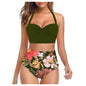 Costume bichini, set 2 pezzi a fascia larga, da donna. Push-up con stampa floreale: eleganza, dinamismo, comfort.