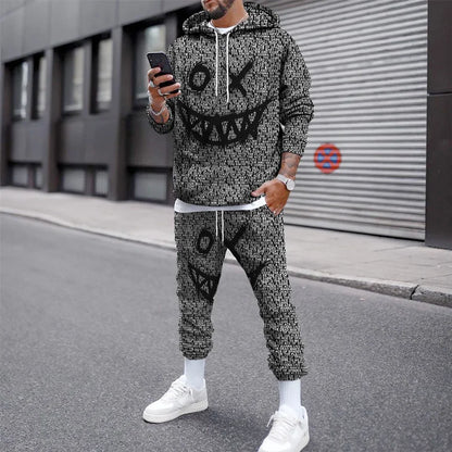 Tuta sportiva autunno/inverno, completo maglia con cappuccio e pantaloni, stampa 3D, colori e immagini a scelta.