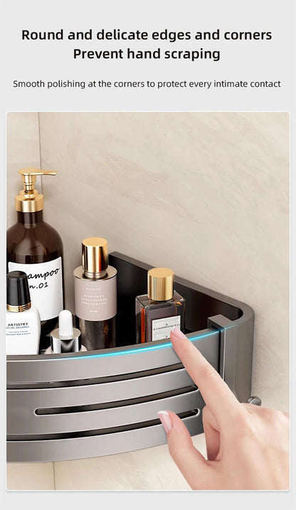 Scaffale organizzatore da bagno, per doccia in lega di alluminio con ganci. Porta shampoo, bagno/doccia schiuma, multi-oggetti, senza bisogno di fare fori.