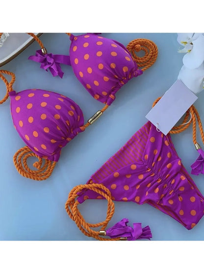 Costume da bagno da donna. Set 2 Pezzi a triangolo, chiusura a lacci regolabile, asciugatura rapida, non si restringe.