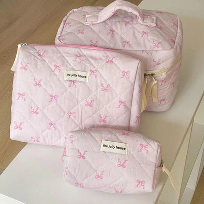 🧳 Beauty-Case Organizer da Viaggio – 3 Misure in Cotone e Nylon | Eleganza, Praticità e Capacità.