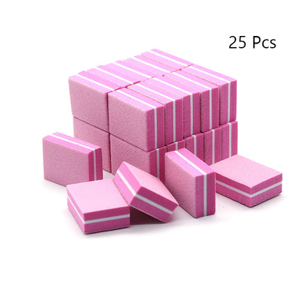 Carta vetrata per Manicure, grana 100/180. Set da 10-25 o 50 pezzi Mini buffer per nail art professionale.